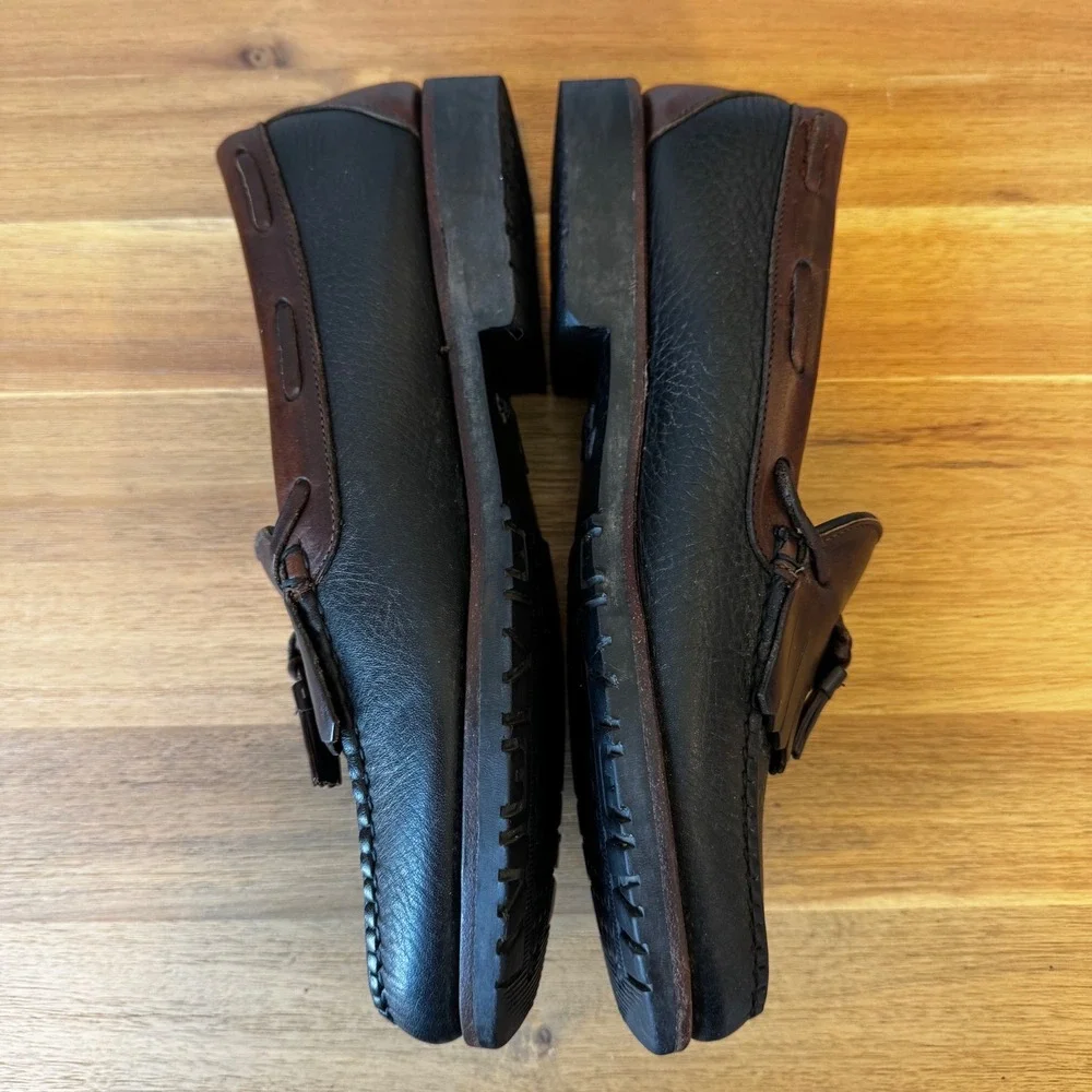 Allen‎ Edmonds Nashua Men 10.5 D Brown Black Leather Kiltie Tassel Loafers 42250
